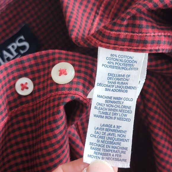 Chaps Shirt Mens XL Red Black Gingham Check Long Sleeve Button Down - Picture 11 of 12
